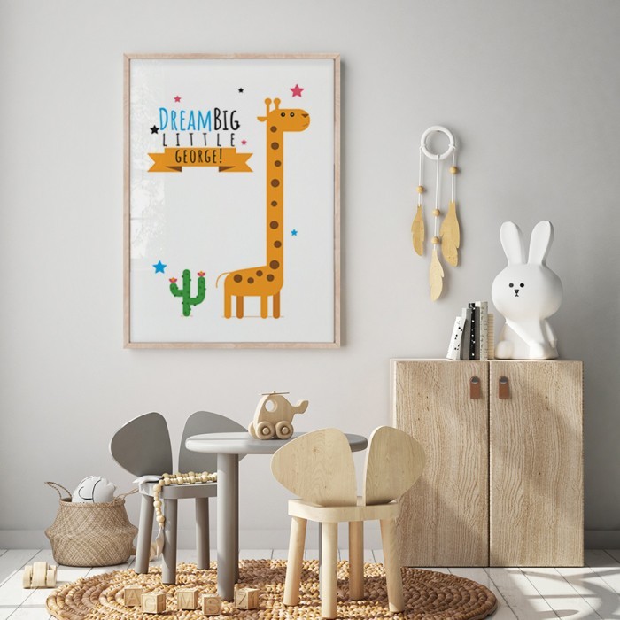 Αφίσα Poster Καμηλοπάρδαλη με κάκτο για παιδικό δωμάτιο 