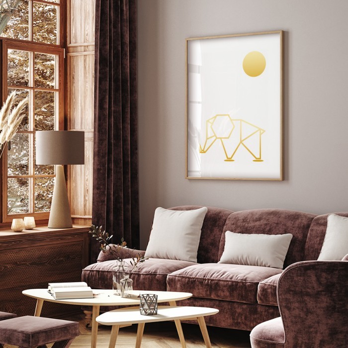 Αφίσα Poster Ελέφαντας σε Gold - Χρυσό για σαλόνι