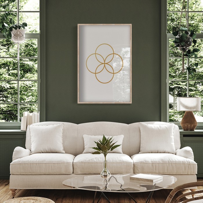 Αφίσα Poster Αφηρημένη σύνθεση με κύκλους σε Gold - Χρυσό για σαλόνι