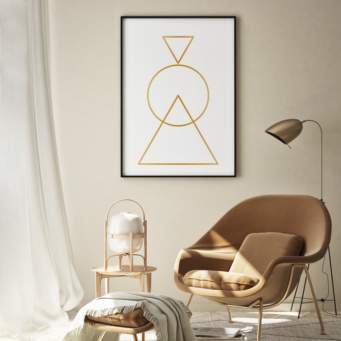 Αφίσα Poster Γεωμετρικά Σχήματα σε Gold - Χρυσό για σαλόνι