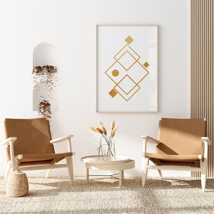 Αφίσα Poster Ασύμμετρα Σχήματα σε Gold - Χρυσό  για σαλόνι