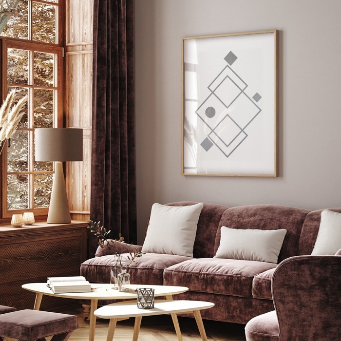 Αφίσα Poster Ασύμμετρα Σχήματα σε Silver – Ασημί για σαλόνι