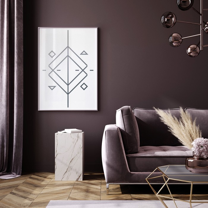Αφίσα Poster Τριγωνικά Σχέδια σε Silver - Ασημί για σαλόνι