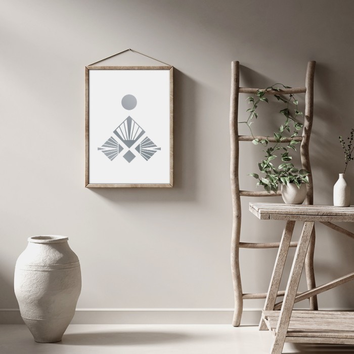 Αφίσα Poster Τριγωνική σύνθεση σε Silver - Ασημί για σαλόνι