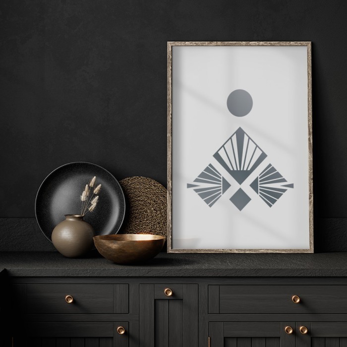 Αφίσα Poster Τριγωνική σύνθεση σε Silver - Ασημί  με κορνίζα