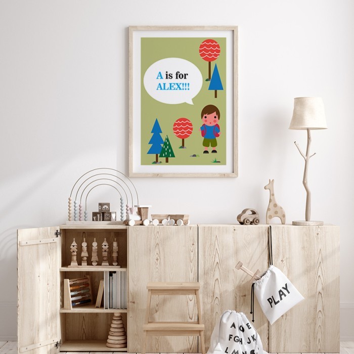 Αφίσα Poster Παιδάκι στο πολύχρωμο δάσος για παιδικό δωμάτιο 