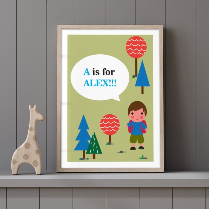 Αφίσα Poster Παιδάκι στο πολύχρωμο δάσος με κορνίζα