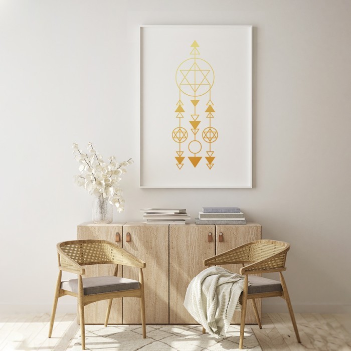 Αφίσα Poster Γεωμετρική ονειροπαγίδα σε Gold - Χρυσό  για σαλόνι
