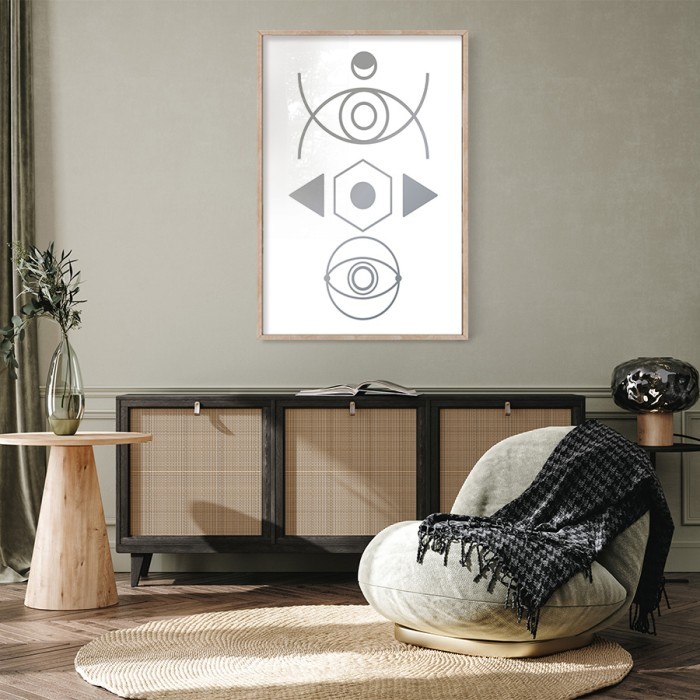 Αφίσα Poster Μίνιμαλ σύνθεση σε Silver - Ασημί για σαλόνι