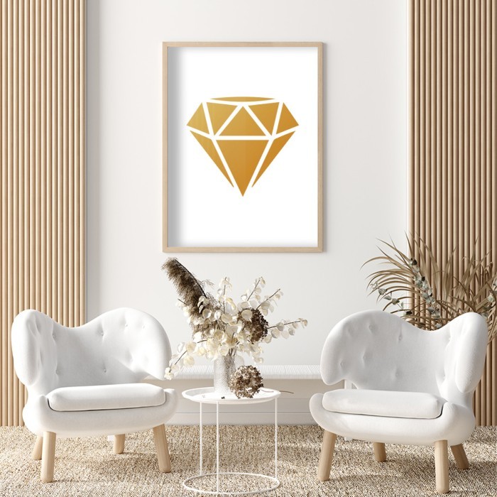 Αφίσα Poster Διαμάντι Γεωμετρικό σε Gold - Χρυσό  για σαλόνι