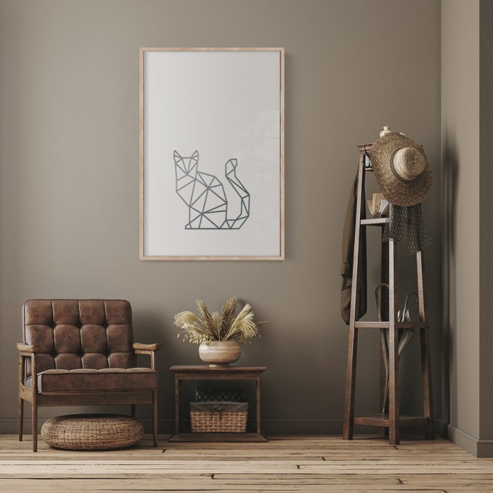 Αφίσα Poster Γάτα σε Silver - Ασημί για σαλόνι