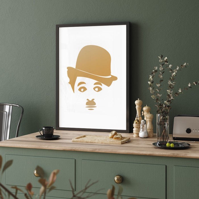 Αφίσα Poster Charlie Chaplin σε Gold - Χρυσό με κορνίζα