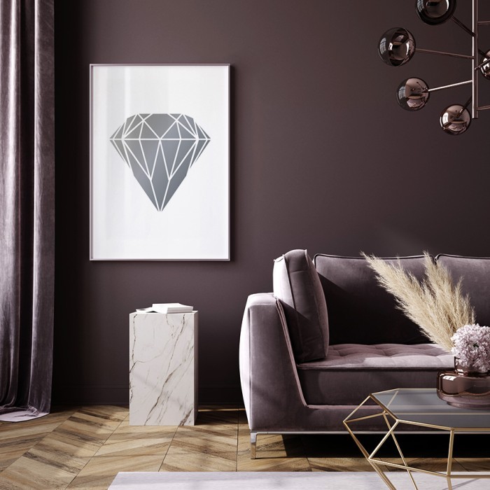 Αφίσα Poster Minimal Διαμάντι σε Silver - Ασημί για σαλόνι