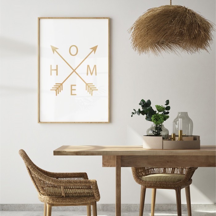Αφίσα Poster Home σε Gold - Χρυσό με κορνίζα
