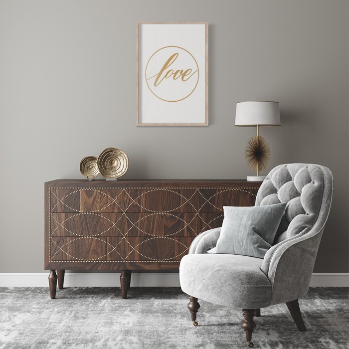 Αφίσα Poster Αγάπη σε Gold - Χρυσό  για σαλόνι