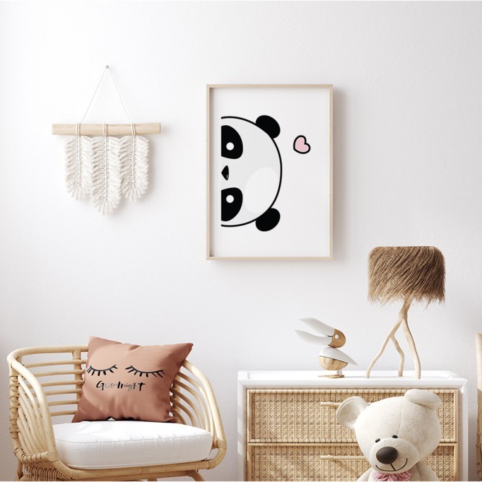 Αφίσα Poster Panda with heart για παιδικό δωμάτιο 