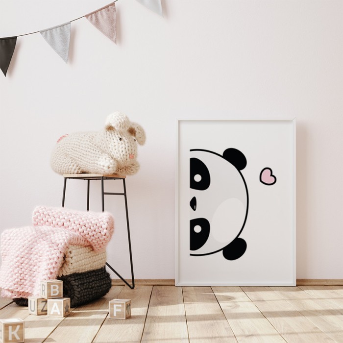 Αφίσα Poster Panda with heart με κορνίζα