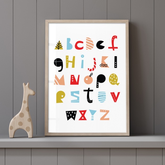 Αφίσα Poster Πολύχρωμο αγγλικό αλφάβητο με κορνίζα