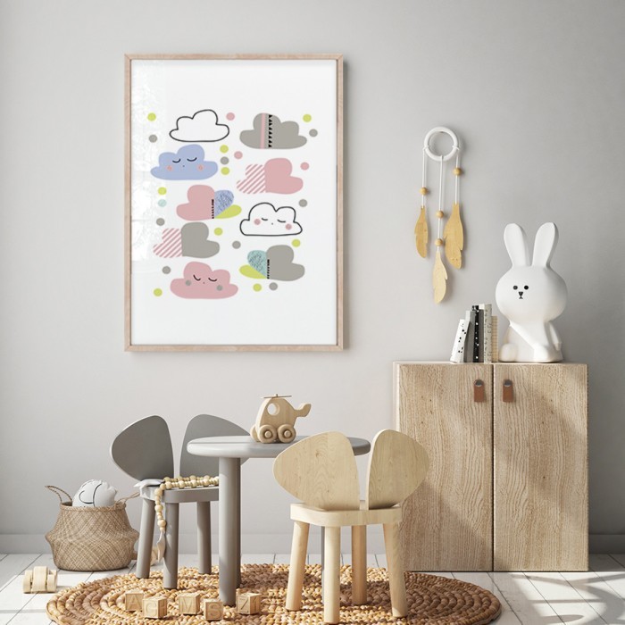 Αφίσα Poster Πολύχρωμα συννεφάκια για παιδικό δωμάτιο 