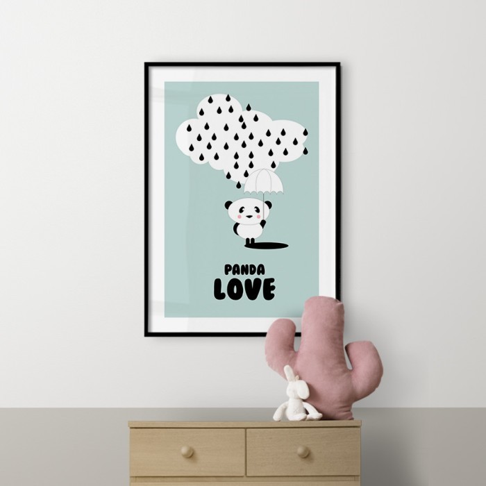 Αφίσα Poster Rainy panda με κορνίζα