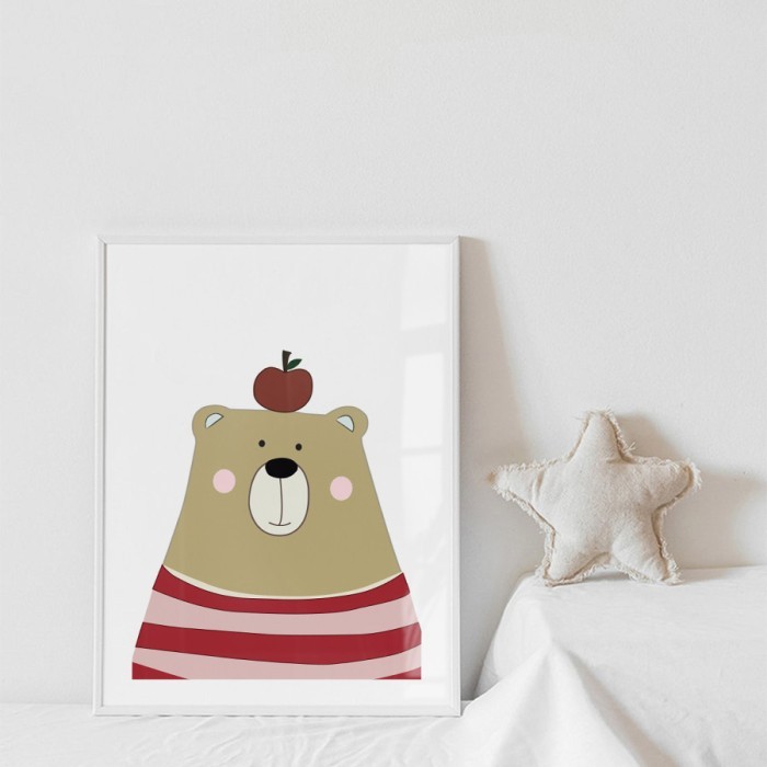 Αφίσα Poster Bear with apple με κορνίζα