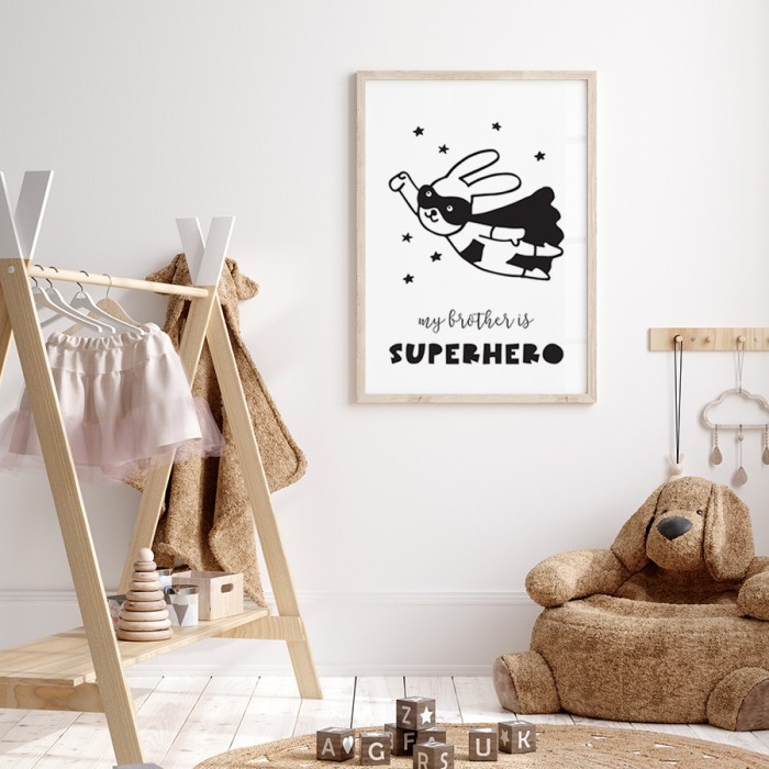 Αφίσα Poster Λαγός υπερήρωας για παιδικό δωμάτιο 