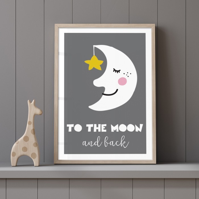 Αφίσα Poster Φεγγάρι με χαμόγελο με κορνίζα