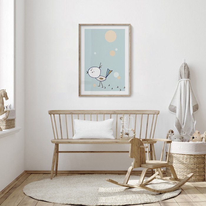 Αφίσα Poster Μικρό ζωγραφιστό πουλάκι για βρεφικό δωμάτιο