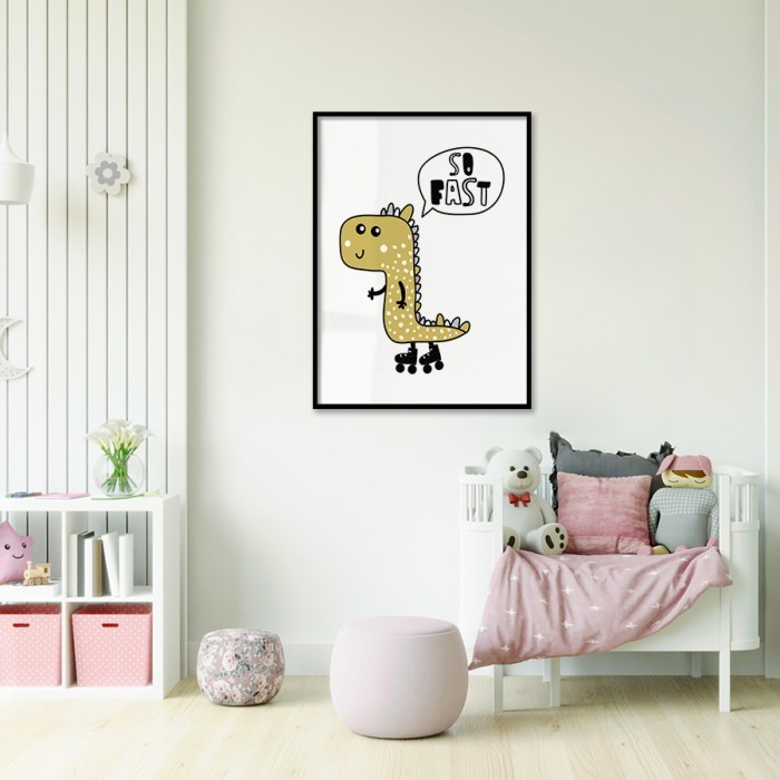 Αφίσα Poster Δεινοσαυράκι με πατίνια για παιδικό δωμάτιο 