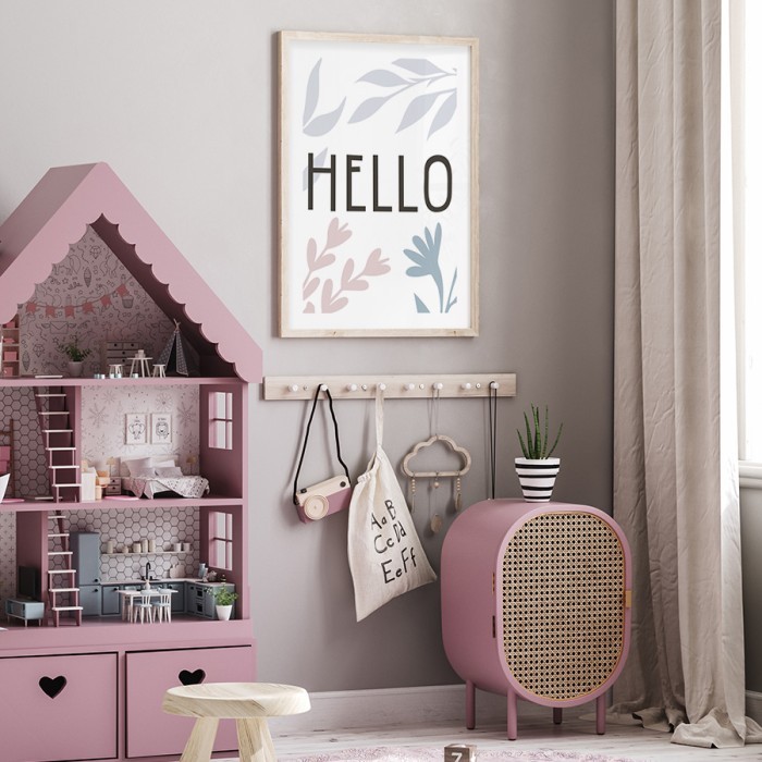 Αφίσα Poster Floral hello για παιδικό δωμάτιο 