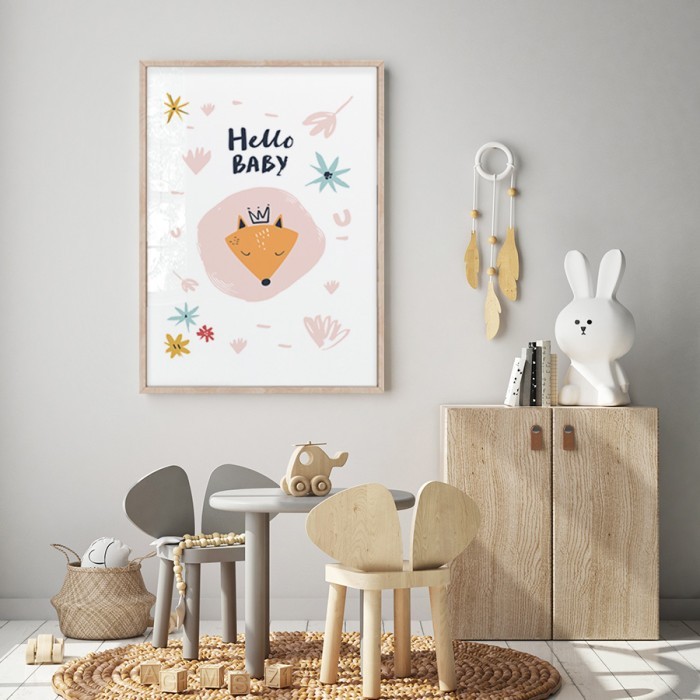 Αφίσα Poster Hello baby fox για παιδικό δωμάτιο 