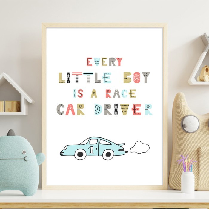 Αφίσα Poster Little car driver με κορνίζα