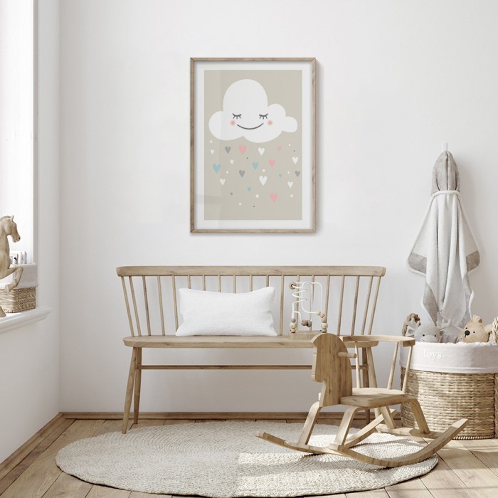 Αφίσα Poster Σύννεφο με καρδούλες για βρεφικό δωμάτιο