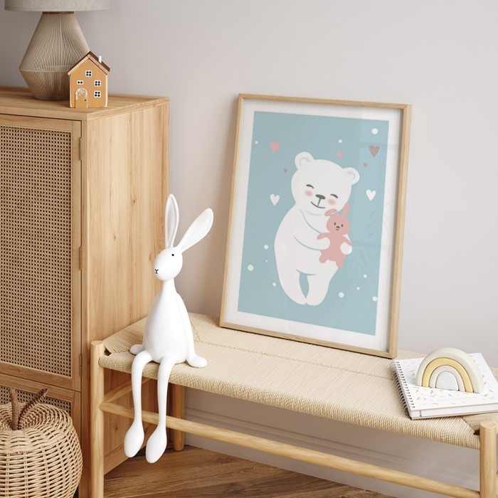 Αφίσα Poster Χαρούμενη αρκουδίτσα με κορνίζα