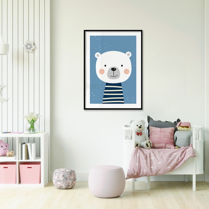Αφίσα Poster Αρκουδάκι με ριγέ μπλουζάκι για παιδικό δωμάτιο 