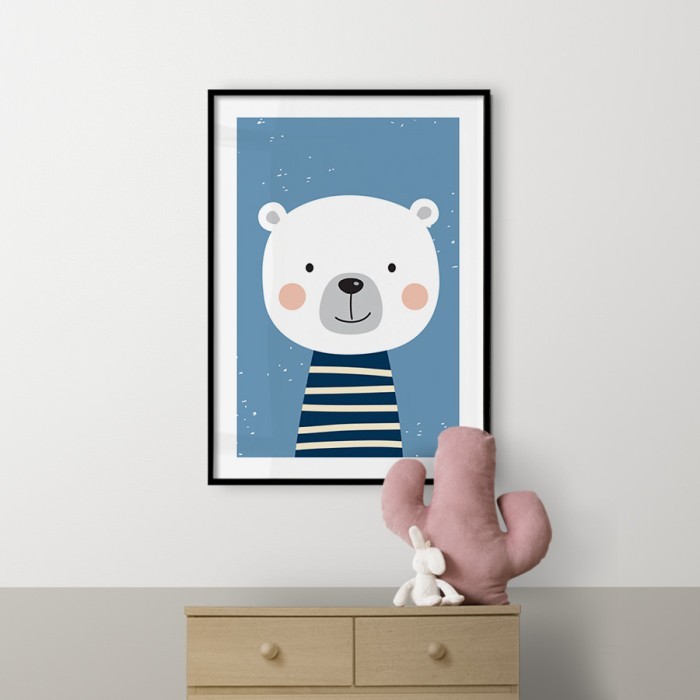 Αφίσα Poster Αρκουδάκι με ριγέ μπλουζάκι με κορνίζα
