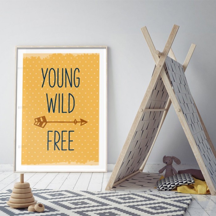 Αφίσα Poster Young, wild, free με κορνίζα
