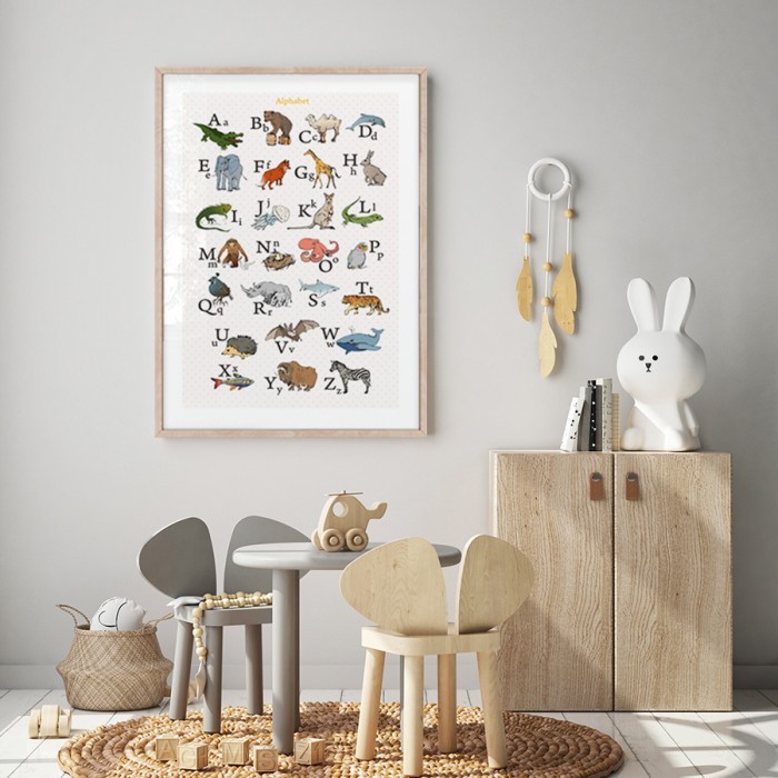 Αφίσα Poster Αλφάβητος με ζωάκια για παιδικό δωμάτιο 