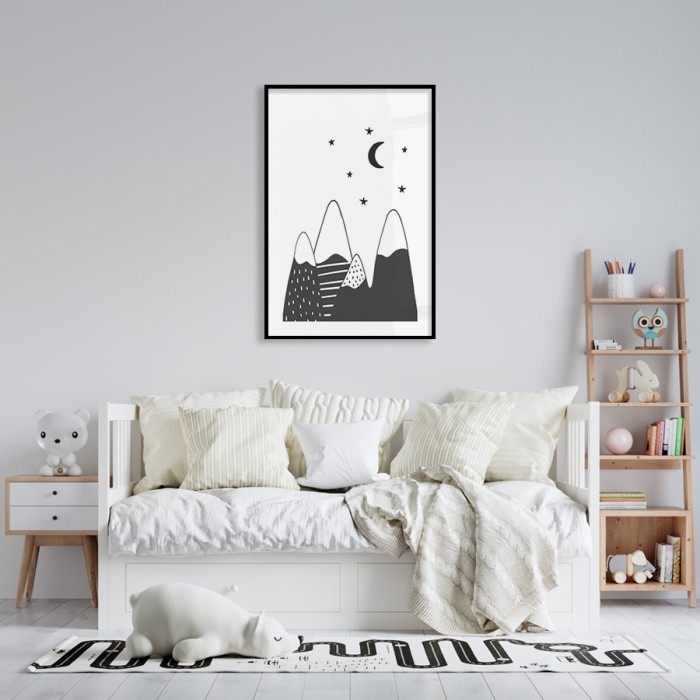 Αφίσα Poster Άσπρες βουνοκορφές για παιδικό δωμάτιο 