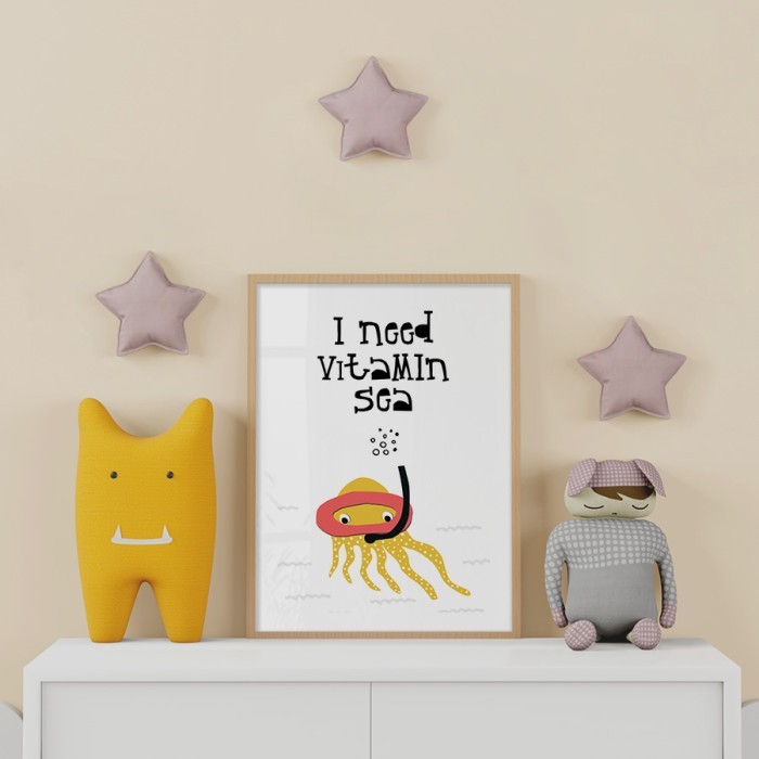 Αφίσα Poster I need vitamin sea με κορνίζα