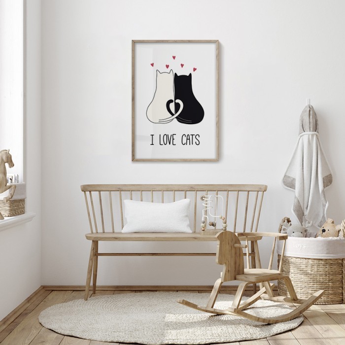 Αφίσα Poster I love cats για παιδικό δωμάτιο 