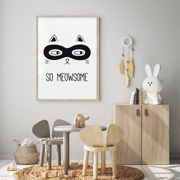 Αφίσα Poster Γάτα με μάσκα για παιδικό δωμάτιο 