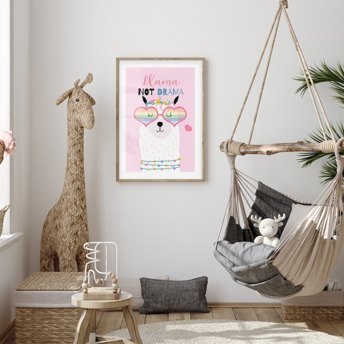 Αφίσα Poster Λάμα με πολύχρωμα γυαλιά για παιδικό δωμάτιο 