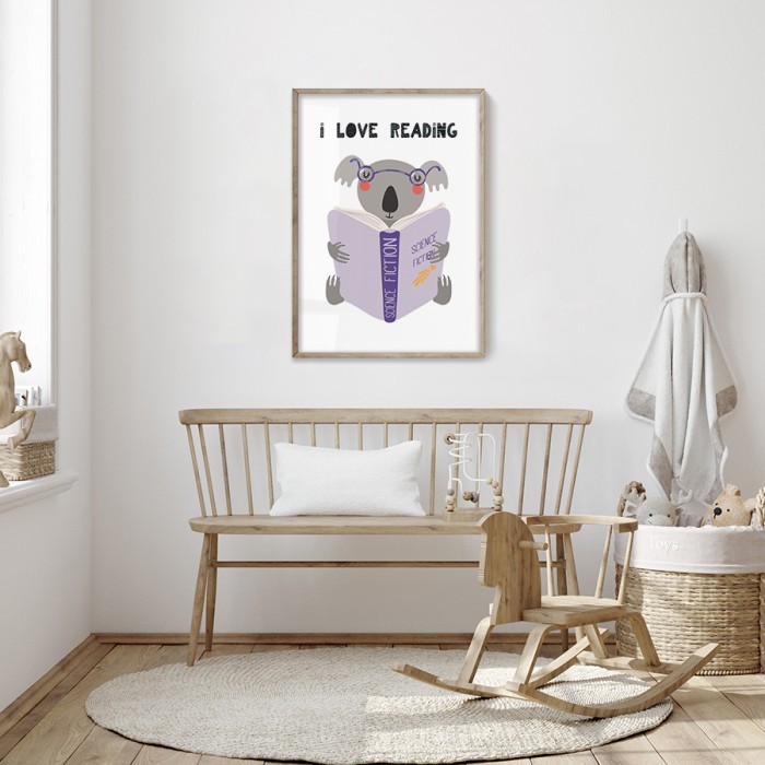 Αφίσα Poster Κοάλα που διαβάζει για βρεφικό δωμάτιο
