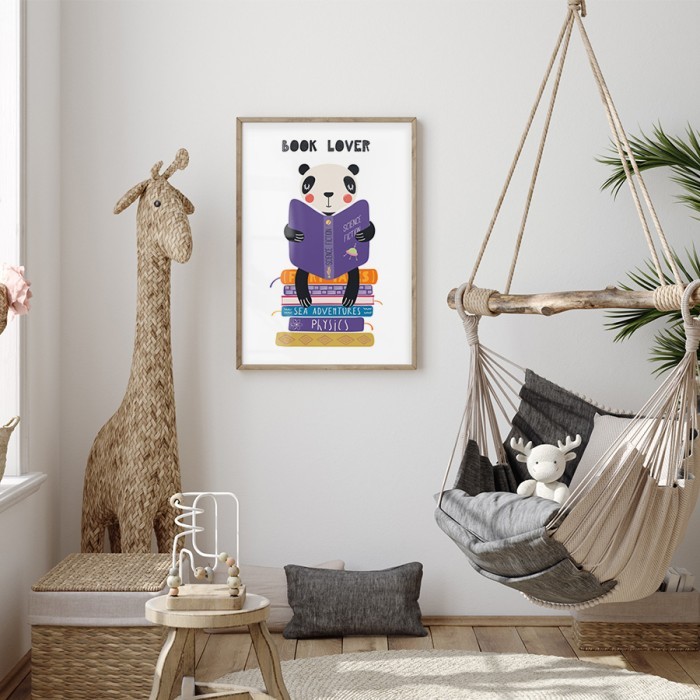 Αφίσα Poster Panda:book lover για παιδικό δωμάτιο 