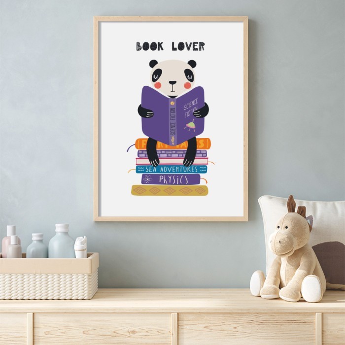 Αφίσα Poster Panda:book lover με κορνίζα