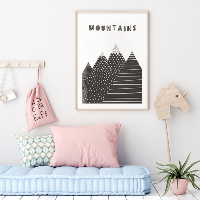 Αφίσα Poster Ασπρόμαυρα βουνά για παιδικό δωμάτιο 