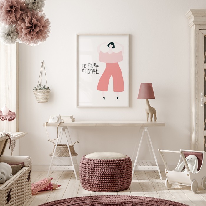 Αφίσα Poster Κορίτσι με ροζ ρούχα με κορνίζα