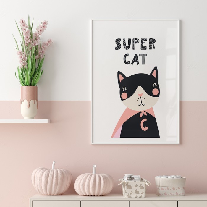 Αφίσα Poster Super cat με κορνίζα