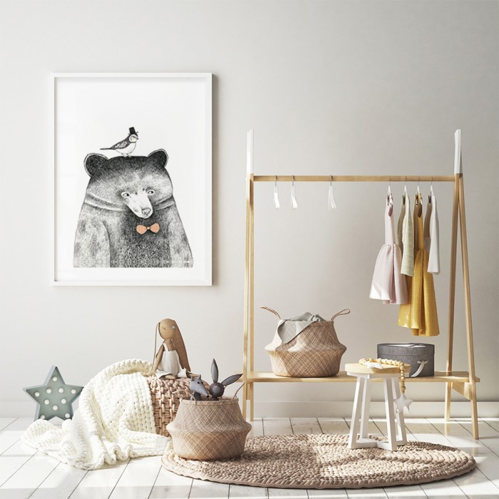 Αφίσα Poster Αρκούδος με παπιγιόν για παιδικό δωμάτιο 